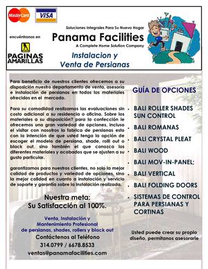 Bali Blinds, Roller, BlackOut y Servicios de Cortinas