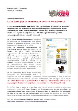 Rénovation solidaire : "ça se passe près de chez vous" sur Nostrodomus.fr
