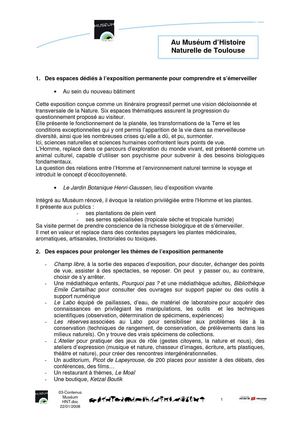 Les espaces dédiés aux publics et leurs intentions - Enseignants - Muséum de Toulouse