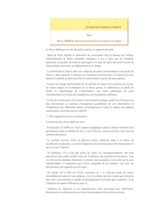 NUTRITION POUR LA FORCE