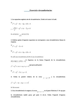 Exercicis de Circumferències