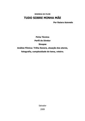 Resenha do filme - Tudo sobre minha mãe