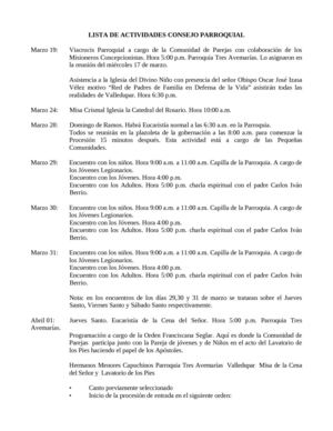 Actividades Consejo Parroquial