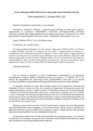 Nota a Corte cost. 183_2009 _31.07.09_