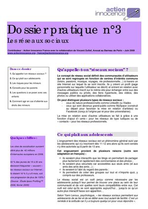 les réseaux sociaux - dossier pratique d'action innocence