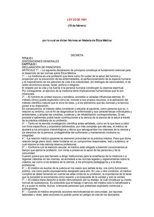 Código de Ética Médica en Colombia-Ley 23 de 1981