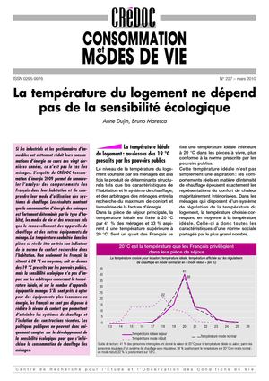 Température dans les logements - Document CREDOC