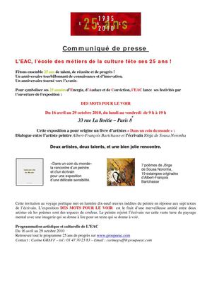 Exposition " des mots pour le voir "