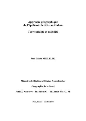 Mémoire DEA 2004 Sida Gabon mobilité et territorialité
