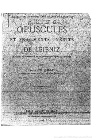 Opuscules et fragments inédits de Leibniz: Extraits des manuscrits de la Bibliothèque royale de Hanovre