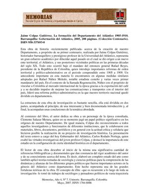 historia del departamento del atlantico 1905 1910