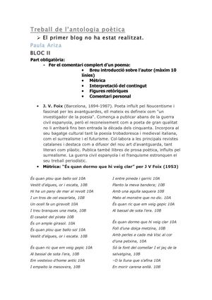 Treball de l'antologia Poètica.