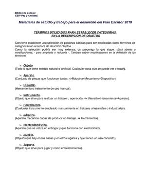 Categorizar en la descripción de objetos