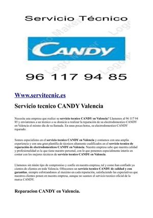 Candy Valencia Servicio Tecnico Candy en Valencia.96 117 94 85
