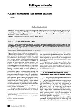 Place des médicaments traditionnels en Afrique