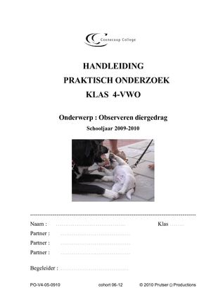 PO-V4-05 Diergedrag Handleiding