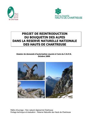 Projet de réintroduction du bouquetin des Alpes -Dossier de demande d’autorisation soumis à l’avis du C.N.P.N.-