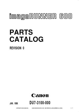 IMAGE RUNNER 600 parts catalog