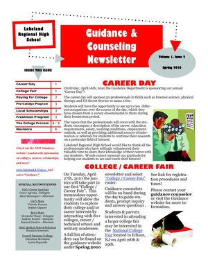 Lakeland Regional High School - Spring 2010 Guidance Newsletter