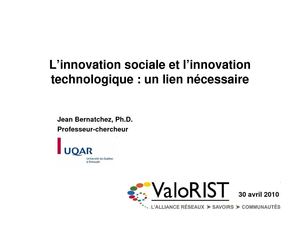 L'innovation sociale et l'innovation technologique, un lien nécessaire
