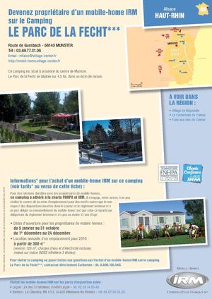 Achat de mobil home IRM sur camping ouvert à l'année Village Center Parc de la Fecht basé à Munster
