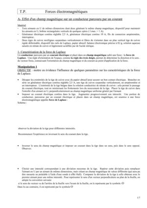 T.P forces electromagnétiques