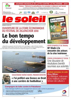 Le Soleil du 23/04/2010