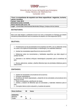 La enseñanza de español con fines específicos: negocios, turismo, salud y jurídico