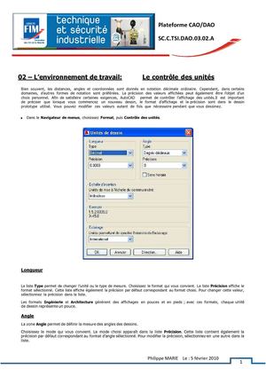 Autocad 2D - L'environnement de travail