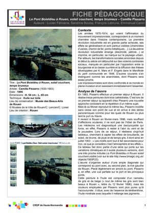 Le pont Boïeldieu à Rouen, soleil couchant, temps brumeux - Camille Pissarro