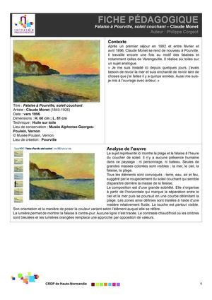 Falaise à Pourville, soleil couchant - Claude Monet