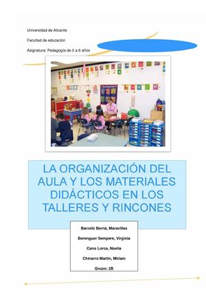 Rincones en el aula de Eduación Infantil. Grupo pedagogía 2B