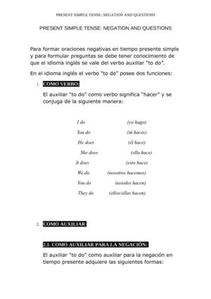 Present Simple Tense: Negation & Questions