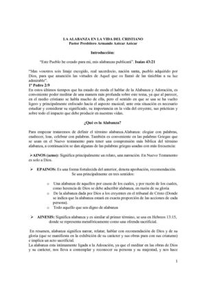 LA ALABANZA EN LA VIDA DEL CRISTIANO