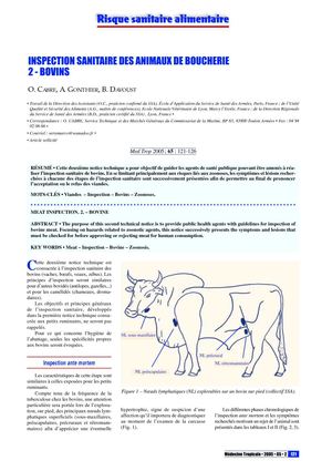 Inspection sanitaire des animaux de boucherie - 2. bovins
