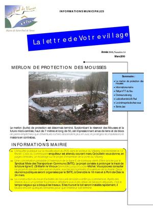 Lettre du village n°14 2éme trimestre 2010