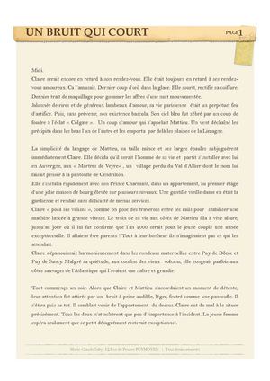 Un bruit qui court  -  Une nouvelle de Marie Claude Saby