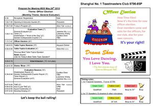 Welcome to Shanghai No.1 Toastmasters Club meeting on May 24th