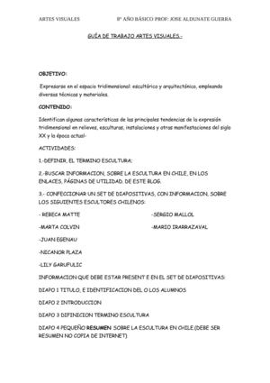 Guía de trabajo Artes Visuales( la escultura)