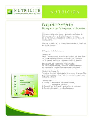 hojas de producto nutrilite - PAQUETE PERFECTO
