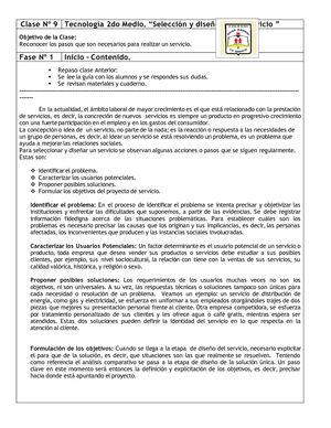 Selección y diseño de un servicio.