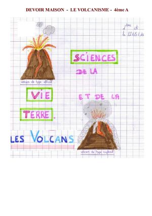 Devoir maison SVT 4ème - LE VOLCANISME -