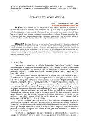 Linguagem e inteligência artificial