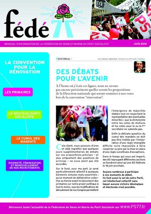 Fédé 77 - Juin 2010 - Fédération de Seine et Marne du Parti Socialiste