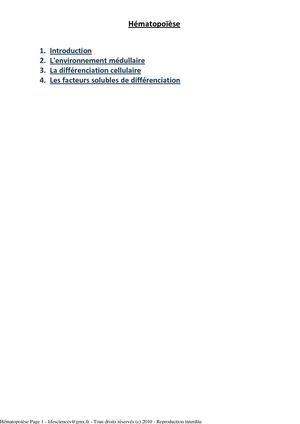 L'hématopoïèse