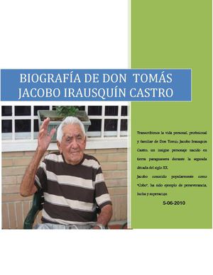 BIOGRAFÍA DE DON  TOMÁS JACOBO IRAUSQUÍN CASTRO