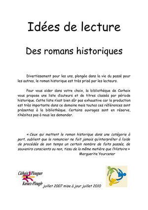 bibliographie romans historiques