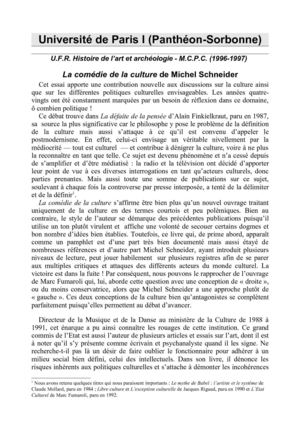 La comédie de la Culture