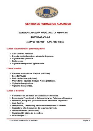 CURSOS PARA EL PERSONAL DE SEGURIDAD PRIVADA
