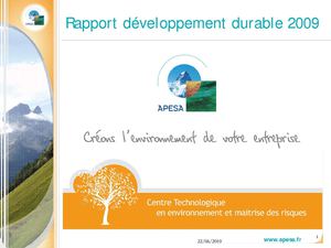 Rapport Développement Durable APESA 2009